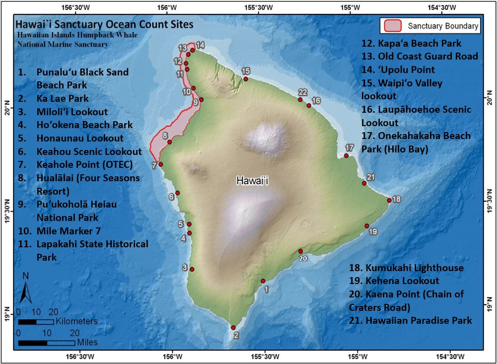 Hawaiʻi Island Ocean Count site map