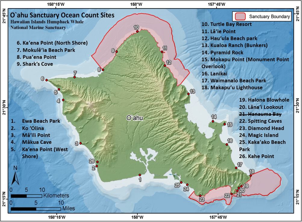 Oʻahu Ocean Count site map